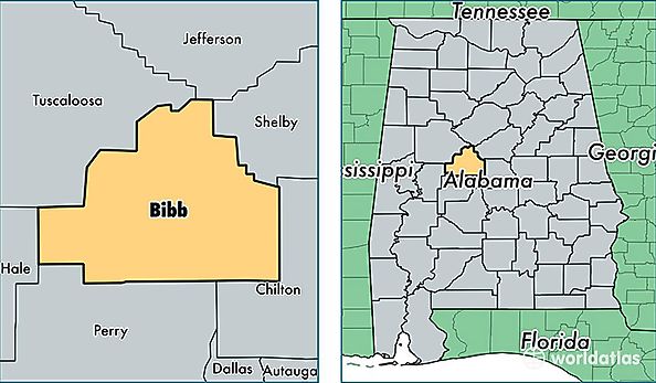 location of Bibb county on a map
