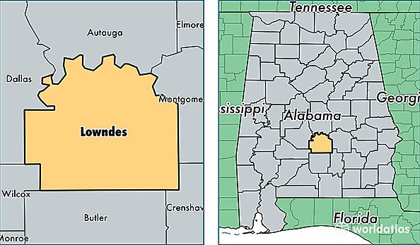 location of Lowndes county on a map