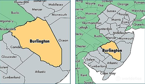 location of Burlington county on a map