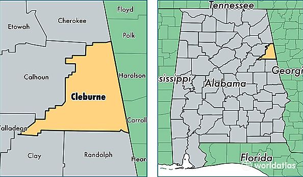 location of Cleburne county on a map