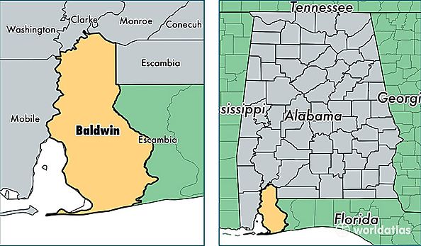 location of Baldwin county on a map