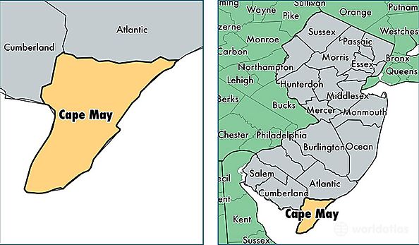 location of Cape May county on a map