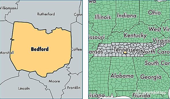 location of Bedford county on a map