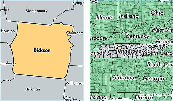 location of Dickson county on a map