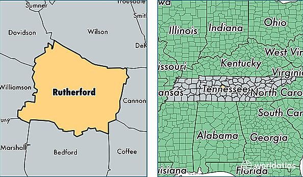 location of Rutherford county on a map
