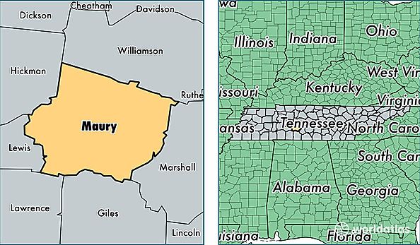 location of Maury county on a map