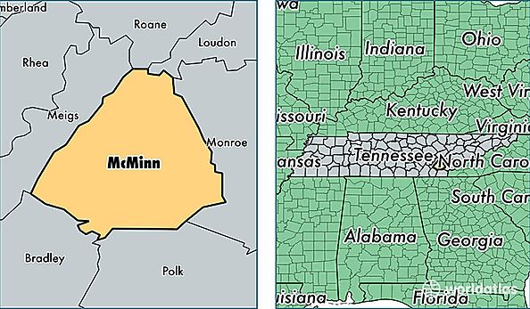 location of McMinn county on a map