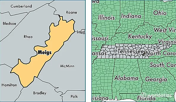 location of Meigs county on a map