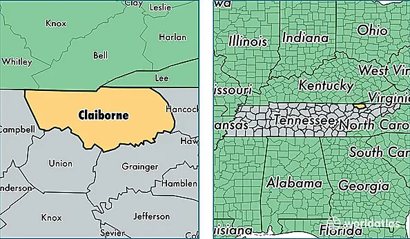 location of Claiborne county on a map