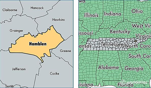 location of Hamblen county on a map