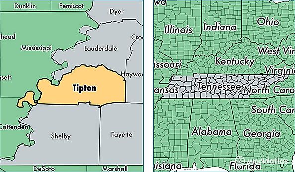 location of Tipton county on a map
