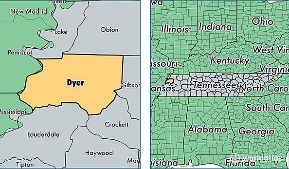 location of Dyer county on a map
