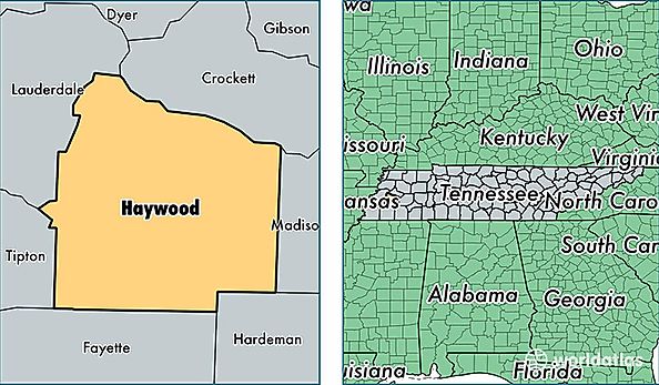 location of Haywood county on a map