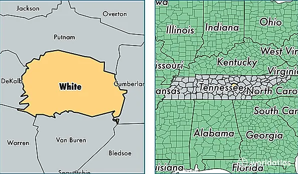 location of White county on a map