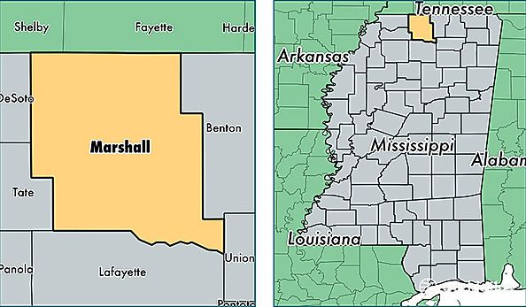 location of Marshall county on a map