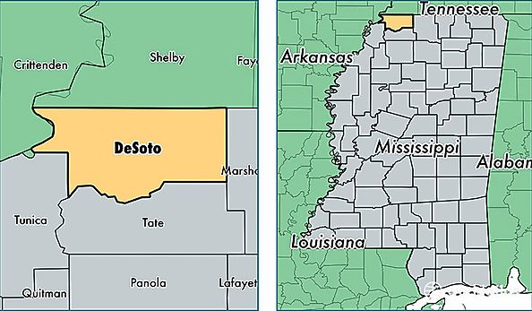 location of DeSoto county on a map