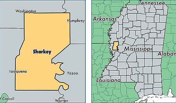 location of Sharkey county on a map