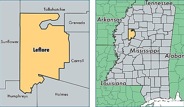 location of Leflore county on a map
