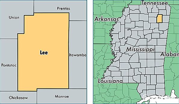 location of Lee county on a map