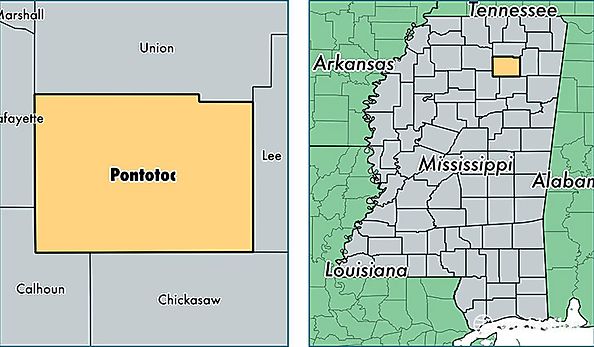 location of Pontotoc county on a map