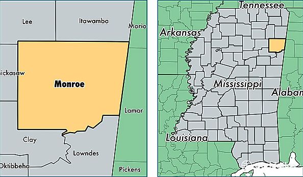 location of Monroe county on a map
