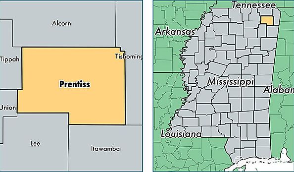 location of Prentiss county on a map