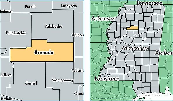 location of Grenada county on a map