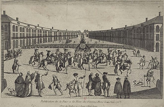 The Publication of the Paris Treaty of 1763. Image credit Bibliothèque de l'Institut National d'Histoire de l'Art, collections Jacques Doucet via Creative Commons