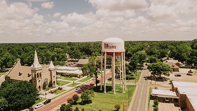 Aerial view of Minden, Louisiana.