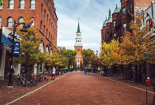 Burlington, Vermont. Church Street Marketplace in the downtown area. Image credit julie deshaies via Shutterstock.com
