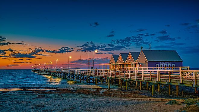Busselton Jetty in Busselton, Western Australia.