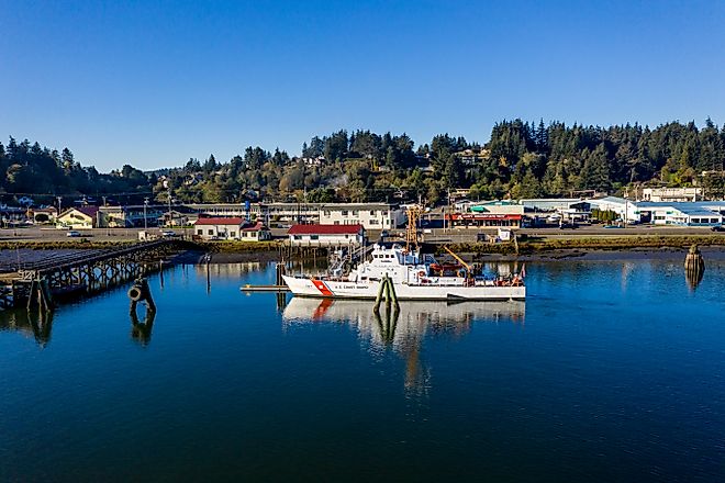 Boats along the harbor in Coos Bay, Oregon. Editorial credit: Manuela Durson / Shutterstock.com