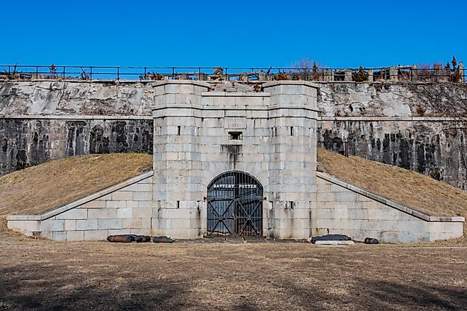 View of Battery Potter in Fort Hancock, Sandy Hook, New Jersey.