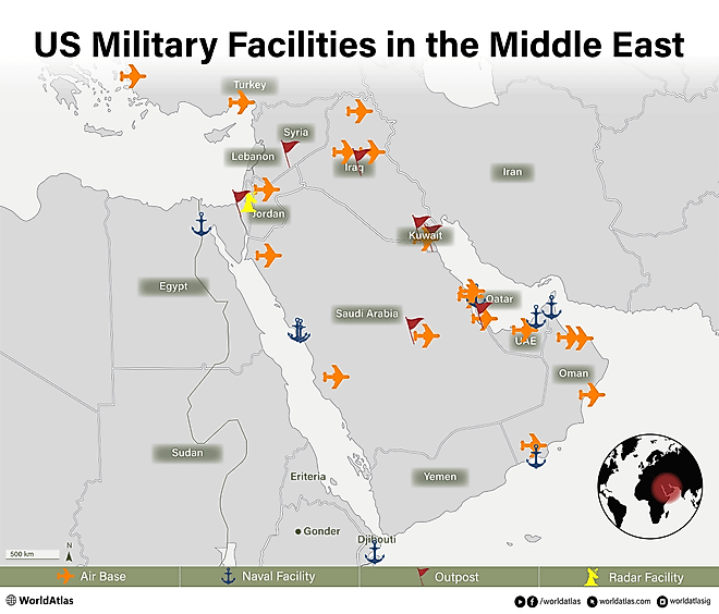 a map of US military bases in the middle east