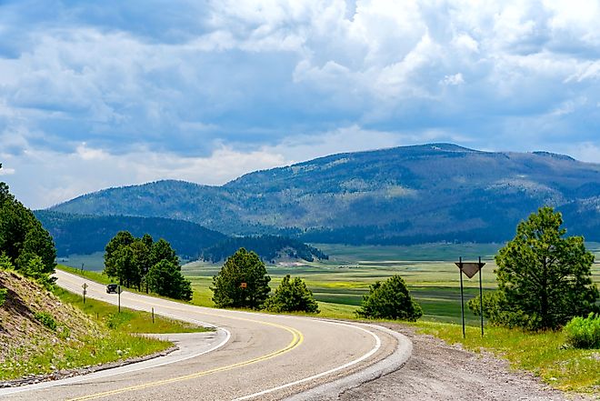 Jemez Mountain Trail Scenic Byway near Valles Caldera, New Mexico.