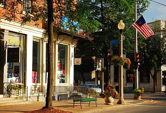 The downtown district of Bennington, Vermont. Image credit James Kirkikis via Shutterstock
