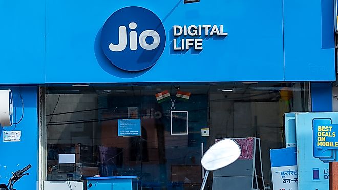 Newly opened Jio Digital Life Store, Reliance Jio Infocomm Limited in Gwalio. Editorial credit: mrinalpal / Shutterstock.com