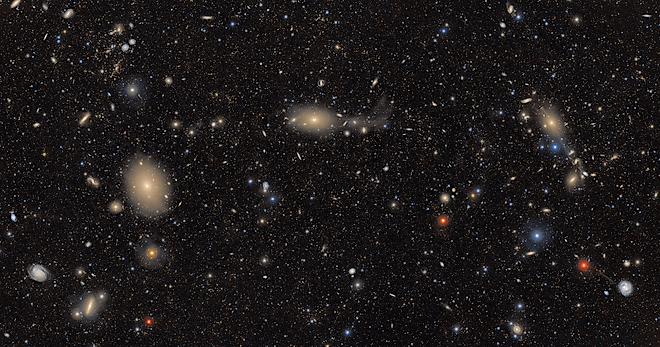 A survey of the sky captured by the Rubin Telescope.
