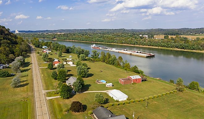  Aerial view of the Ohio River flowing by Gallipolis.