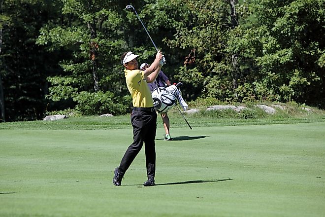 Editorial Photo Credit: David Eby via Shutterstock. BOSTON, MA - AUGUST 29:Keegan Bradley at the Deutsche Bank Championship at the TPC Boston golf course on August 29 , 2012 in Boston, Massachusetts.