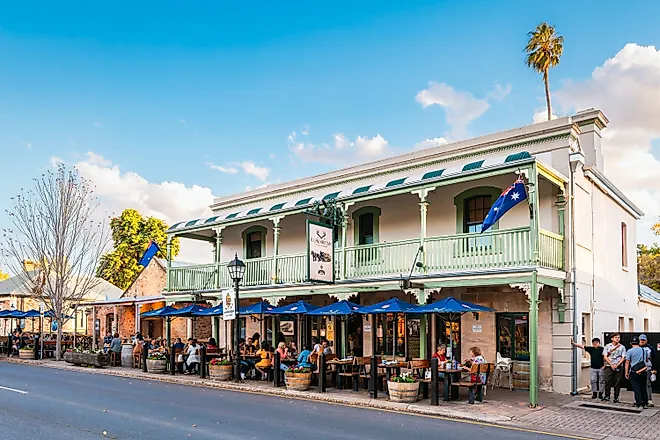 People dining at The Hahndorf Inn German restaurant in Hahndorf, Adelaide Hills, South Australia