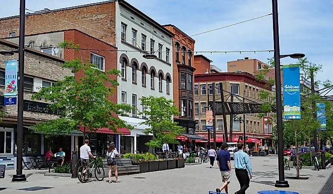 Ithaca, the home of Cornell University, has a lively downtown with shopping and restaurants. Editorial credit: Spiroview Inc / Shutterstock.com