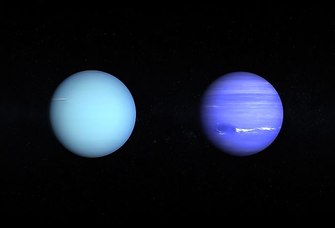 Uranus and Neptune are both ice giant planets. Image credit via Shutterstock / Tristan 3d