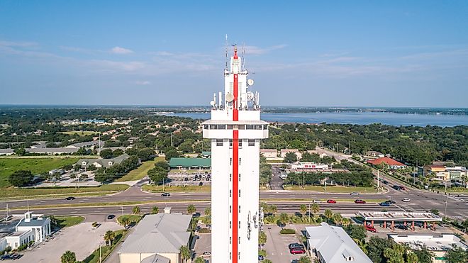 Scenic view from a top the Florida Citrus Tower in Clermont, Florida. Editorial credit: Noah Densmore / Shutterstock.com