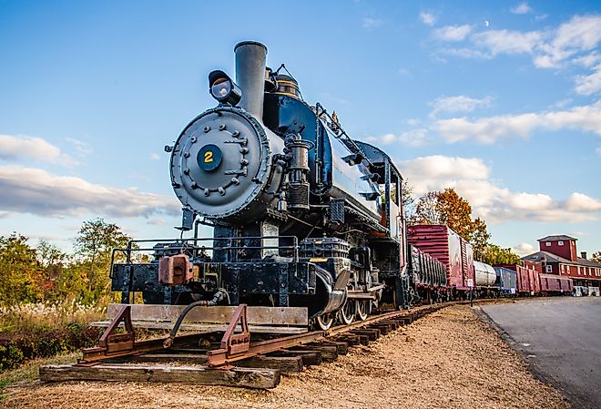 An antique train at Essex Train Station in Essex, Connecticut.