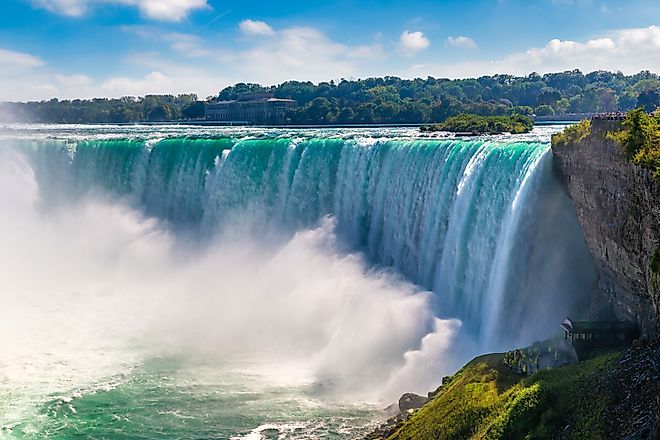 Canadian side view of Niagara Falls, Horseshoe Falls in a sunny day in Niagara Falls, Ontario, Canada
