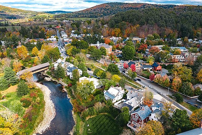 Aerial view of Woodstock, Vermont.