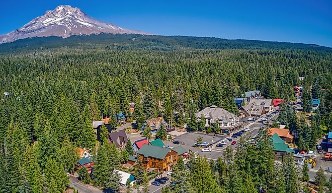 Aerial View of Government Camp, Oregon which is the Base Camp for Mt. Hood