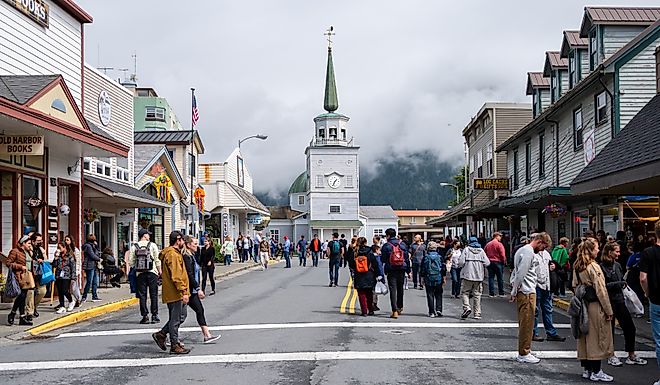 View of the historic Main Street in Sitka, Alaska. Editorial credit: Jeff Whyte / Shutterstock.com.