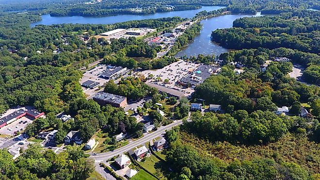 Aerial view of Natick, Massachusetts.